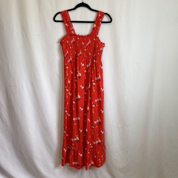 Isabel Maternity Red Floral Maxi Ruffle Dress Size Medium - Picture 4 of 9